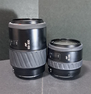 🐾*Ensemble de 2 objectifs*Minolta AF 35-105mm F/3.5-4.5 & 100-300mm F/4.5-5.... - Photo 1/4