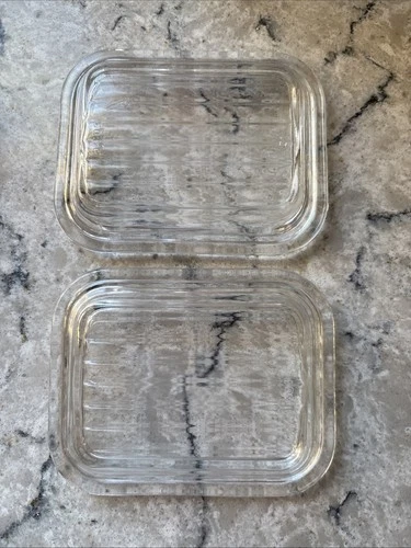 Set Of 2 Vintage Pyrex 501-C Glass Lid Dish Covers LIDS ONLY
