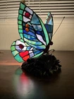 Vintage Tiffany Style Stained Glass Butterfly Table AccentLamp,dual Level Light.