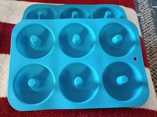 Juego de 2 moldes de silicona para donas de 6 cavidades de grado alimenticio LFGB silicona para hornear sin soporte