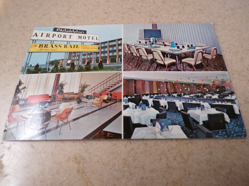 OLDER POSTCARD PHILADELPHIA'S AIRPORT MOTEL BRASS RAIL