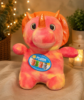 Toy Box Triceratops Plush Stuffed Animal Pink Orange Yellow Glitter ACP-01