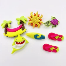 Tropicana Buttons by Dress It Up 7 pc Craft Embellishment Tropical Beach Surf
