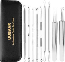 Blackhead Remover Tools, 9 PCS Pimple Popper Tool Kit & Comedone Silver 