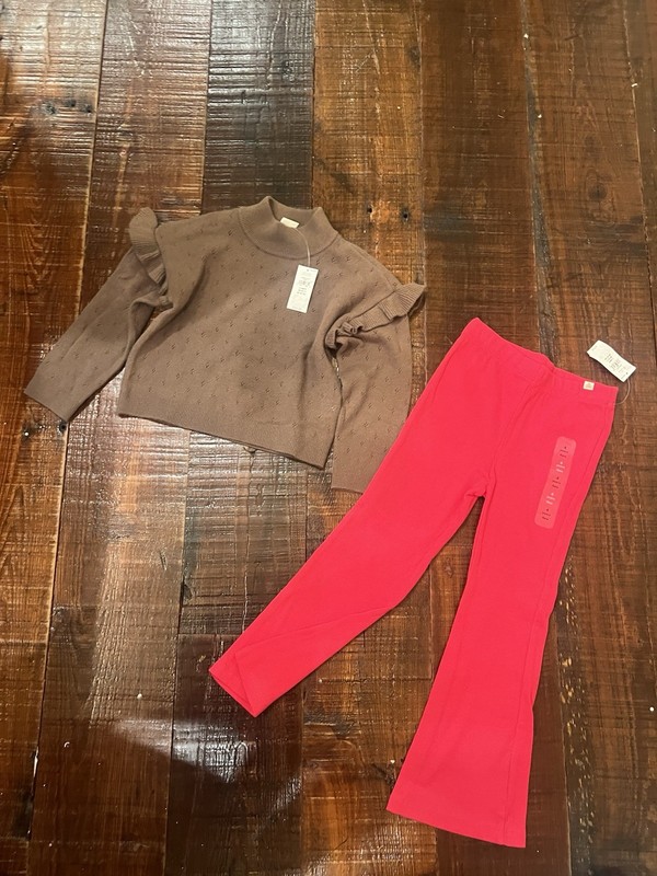 Gap Sweeter/Leggings Set Size 4 Little Girls- Pink And Brown NWT