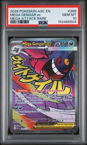 2026 POKEMON ASC EN-ASCENDED HEROES MEGA ATTACK RARE #269 MEGA GENGAR EX PSA 10