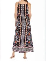 Vince Camuto Women’s M Black Multicolor Floral Square Neck Sleeveless Maxi