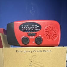 Emergency Crank Radio Red AM/FM Weather Band Solar Powered with Torch