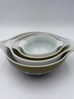 Vintage Pyrex Cinderella Mixing Bowls Set of 4 Olive Green White Floral MCM