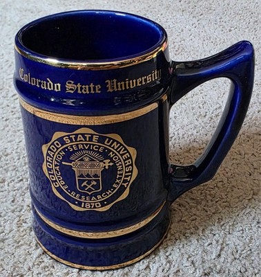 Vintage Colorado State University Mug Tankard Cobal Blue 14 Fl Oz WC Bunting Co