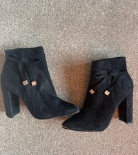 Ted Baker Women's Qatena Heeled Ankle Black Boots Suede Leather Size 5  4 38 new
