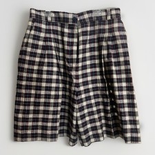 New VTG 90s High Waist Pleated Wide Leg Culotte Shorts Size 8 10 Preppy Plaid.cc