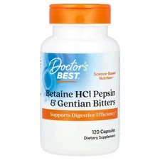Doctor s Best Betaine HCL Pepsin  Gentian Bitters 120 Capsules Gluten-Free 1pack