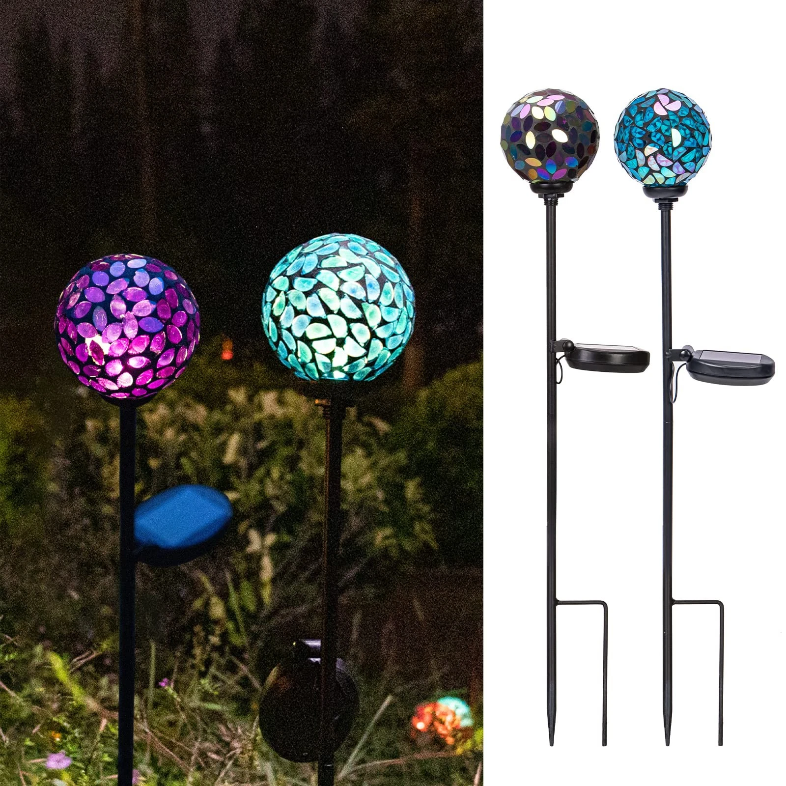Solar Garden Decorative Lights Outdoor, Mosaic Solar Light Waterproof LED Pat...