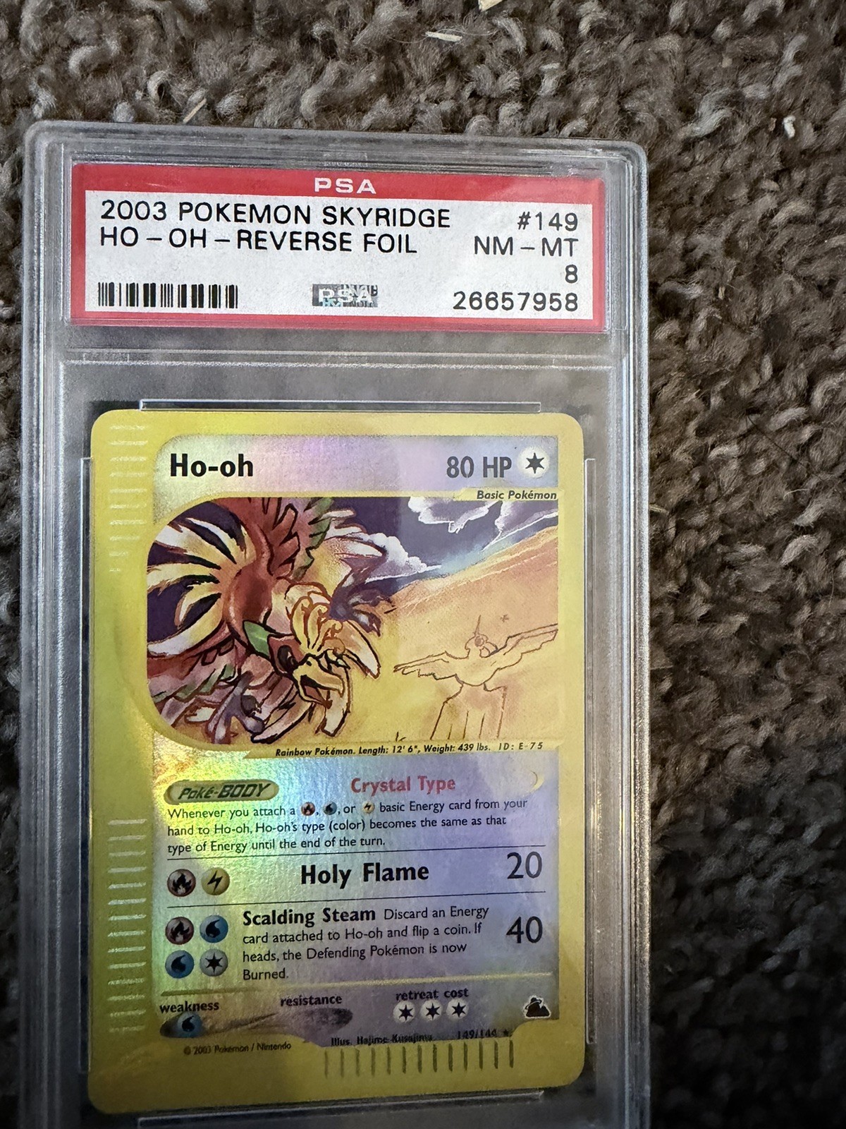 Crystal Ho-oh 149/144 Skyridge Reverse Holo PSA 8 ~ NM/MINT ! ~