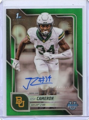 2025 Bowman Chrome University Josh Cameron 1st Green Refractor Auto /99 #BCA-JCA