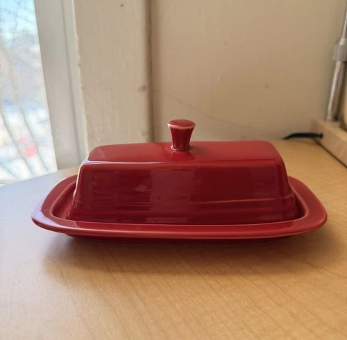 Fiesta Homer Laughlin HLC Fiestaware USA Red Scarlet Covered Butter Dish W/ Lid