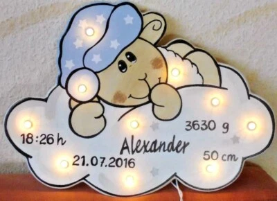 HANDGEFERTIGT kleine LED Schlummerlicht Lampe SCHAF Geschenk Baby Geburt Taufe sheep Stern