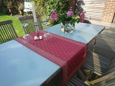 Tischläufer Jacquard 50x160 cm rot Blütenmotiv aus Frankreich mit Teflonschutz - Bild 1 von 4