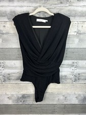 ASTR The Label Women  s Large Black V Neck Sleeveless Body Suit