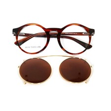 Retro Clip On Sunglasses Polarized Round Eyeglass Frames MenTortoise Glasses