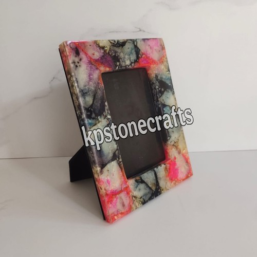 Handmade Multi-Color Agate Picture Frame for 5x7 Photos | Natural Stone Frame | - Picture 1 of 5