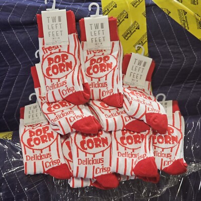 NEW Two Left Feet Movie Night Novelty  Socks Men Sz 5-8, Women Sz 5.5-9.5