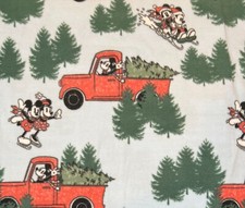 Fleece Remnant 31" Mickey Minnie Mouse Christmas Tree Forest Trucks Fabric