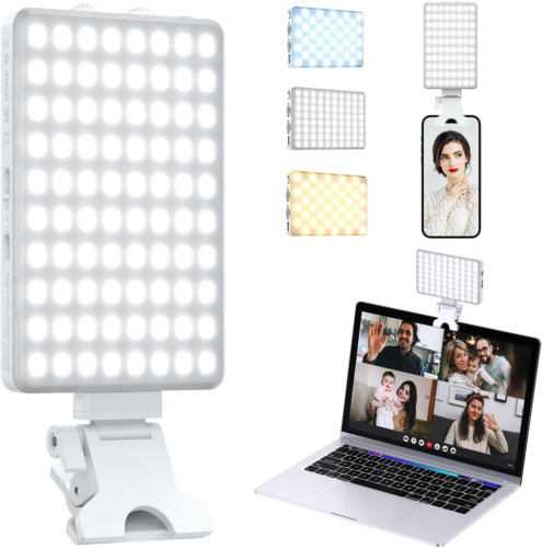 Lumière selfie, clip lumineux de téléphone rechargeable 80 DEL, 3 lumières et réglage infini - Photo 1/9