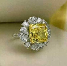Simulated Citrine 2Ct Cushion Cut Women's Engagement Ring 14K White Gold Plated