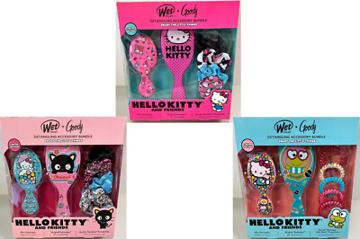 Hello Kitty Choco Cat Keroppi Wet Brush & Goody Hair Access. Detangling Set~NEW