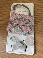 Lilly Bit  Paci Pouch  Strap Set--Gray  Pink