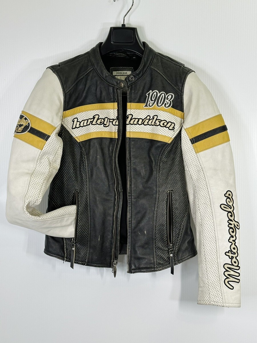 Harley Davidson Perforated Distressed Leather Race Jacket