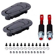 Racing Car Bonnet Plus Flush Mount Hood Latch Steel Pin Locking Kit Carbon Fiber