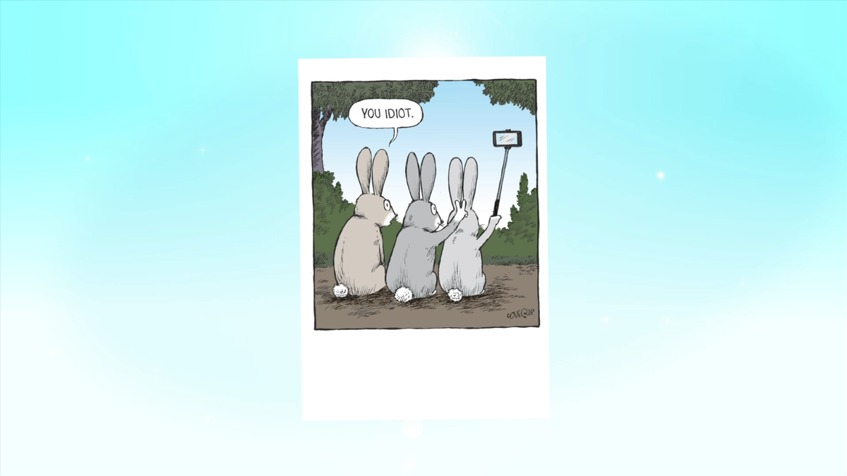 NobleWorks Jumbo Funny Birthday Card - 8.5x11 Inch Bunny Selfies Humor Card