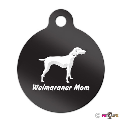Weimaraner Mom Engraved Keychain Round Tag w/tab weim Many Colors