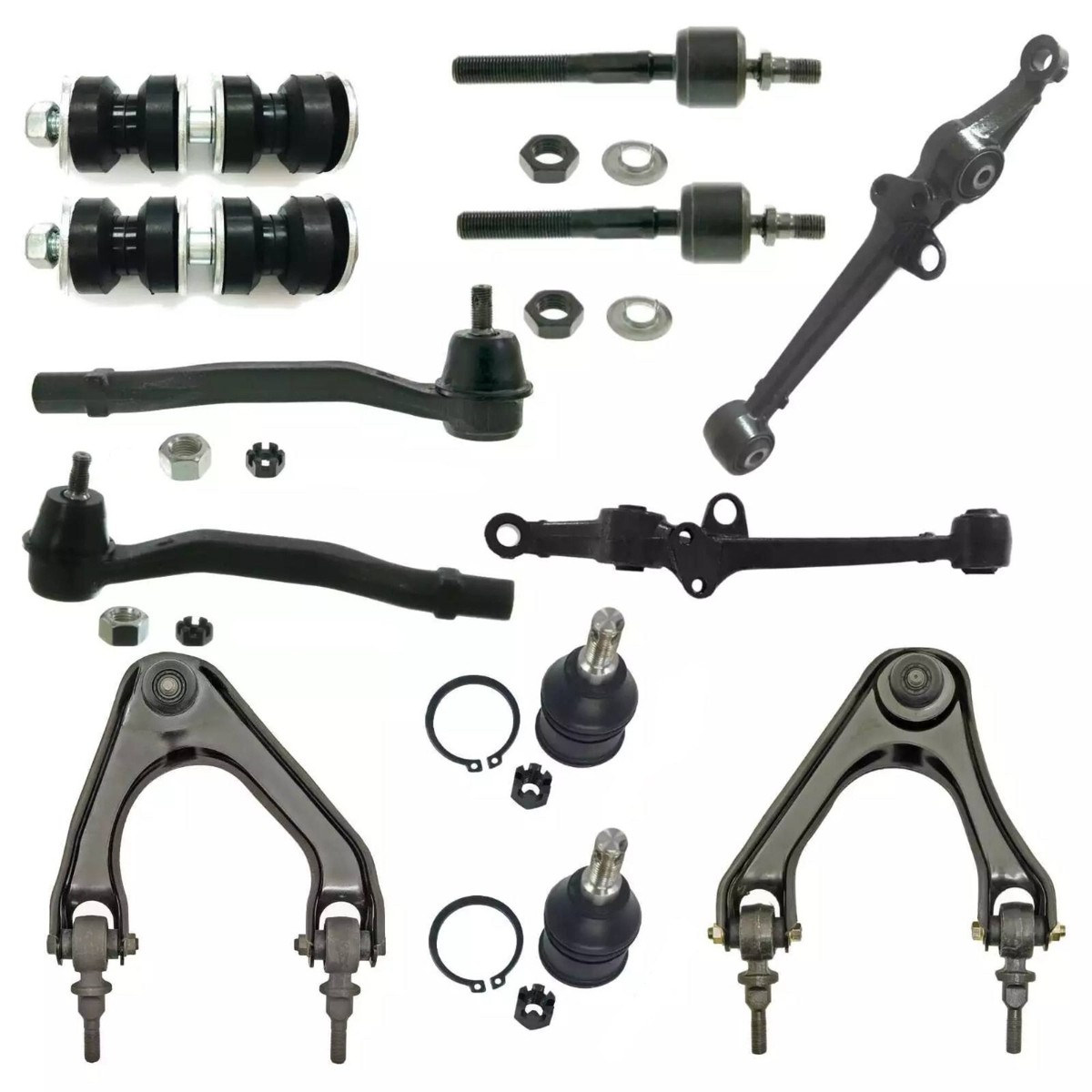12-Piece Front Suspension Kit For 1998-2002 Honda Accord 4-Cyl – Tie Rods, Ball Joints, Control Arms & Sway Bar