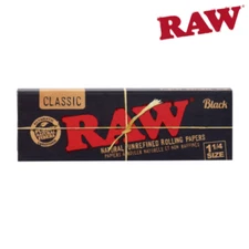 raw black rolling papers 1 1/4 (RAW BLACK 1¼ rolling papers) - 50 leaves/pack