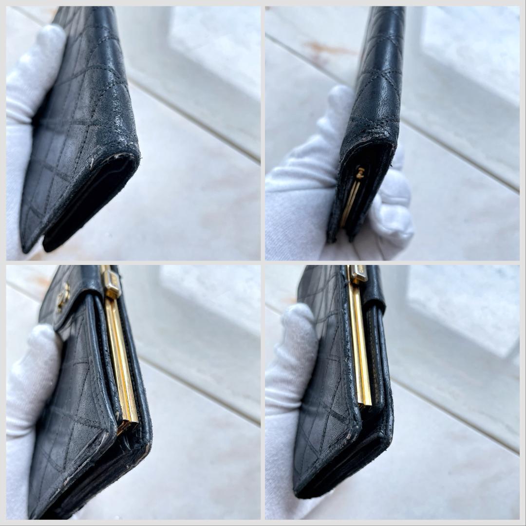 Chanel Picolore Lambskin Clasp Long Wallet Black Genuine Leather