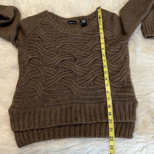 Moda International Sweater Size XS Mohair Wool Blend Loose Open Knit Brown - Picture 7 of 9