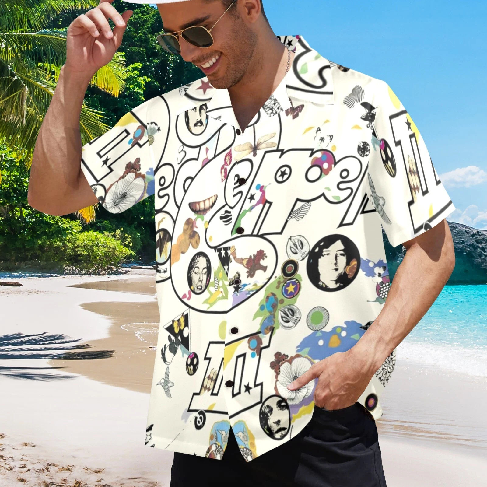 Rock Music Hawaiian Button Shirt. led zeppelin 3
Opens in a new window or tab