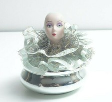 Unique Silver Tone Jar with Lid Ballerina Women Head Blue Dancer