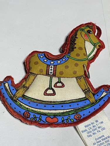 Hallmark Cloth Soft Rocking Hobby Horse Christmas Ornament Vintage 1979 Country - Picture 3 of 8