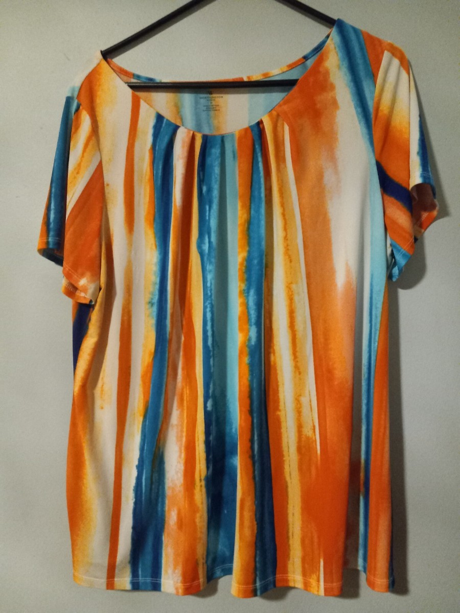 トップス n Worthington Multicolor Striped Top 1x *431 | eBay