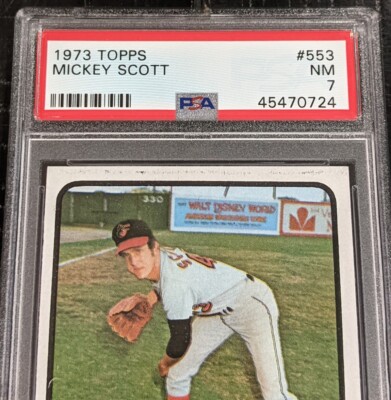 1973 Topps Mickey Scott PSA 7 NM #553 Orioles Clean Original