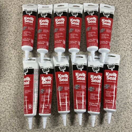 Dap Kwik Seal 5.5 Oz. White Kitchen & Bath Adhesive Caulk 18001 Pack of 12 Lot