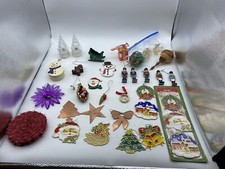 Lot Of 30 Vintage Christmas Tree Ornaments Farmhouse Metal Wooden  More