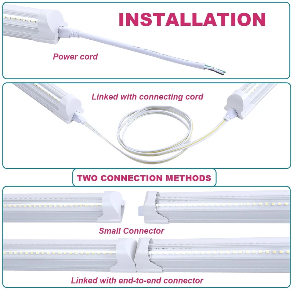 12 Pack 4FT 60W LED Linkable Shop Ceiling Light Super Bright Daylight 6000K - Image 3 of 4