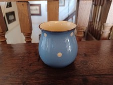 Vintage Blue & White Polka Dot Spot Babbacombe Pottery Pot 3.25 Tall VGC