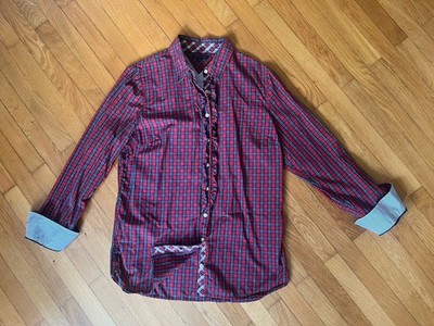 TOMMY HILFIGER Hemd Bluse Gr. 12/40/L Rot Blau Weiß Kariert Langarm Baumwolle
